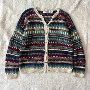 Vintage Multi-Coloured Chunky Knit Cardigan